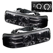 2000 - 2006 Chevy Tahoe Projector LED Halo Headlights - Smoke