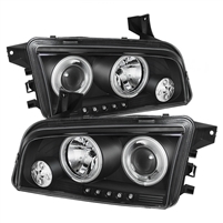 2006 - 2010 Dodge Charger Projector CCFL Halo Headlights - Black