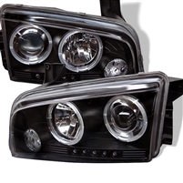 2006 - 2010 Dodge Charger Projector LED Halo Headlights - Black