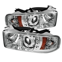 1994 - 2001 Dodge Ram 1500 Projector LED Halo Headlights - Chrome