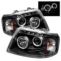 2003 - 2006 Ford Expedition Projector LED Halo Headlights - Black