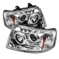 2003 - 2006 Ford Expedition Projector LED Halo Headlights - Chrome