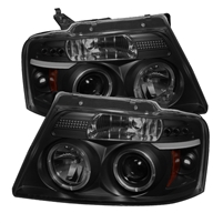 2004 - 2008 Ford F-150 Projector LED Halo Headlights - Black/Smoke