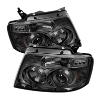 2004 - 2008 Ford F-150 Projector LED Halo Headlights - Smoke