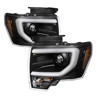 2009 - 2014 Ford F-150 Projector Light Bar DRL Headlights - Black
