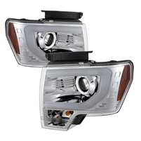 2009 - 2014 Ford F-150 Projector Light Bar DRL Headlights - Chrome