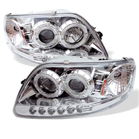 1997 - 2002 Ford Expedition 1PC Projector LED Halo Headlights - Chrome