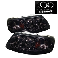 1997 - 2002 Ford Expedition 1PC Projector LED Halo Headlights - Smoke