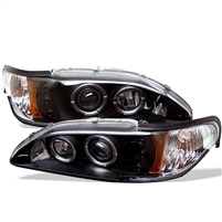 1994 - 1998 Ford Mustang 1PC Projector LED Halo Headlights - Black