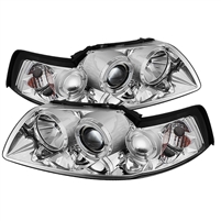 1999 - 2004 Ford Mustang Projector LED Halo Headlights - Chrome