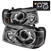 2004 - 2011 Ford Ranger 1PC Projector LED Halo Headlights - Chrome