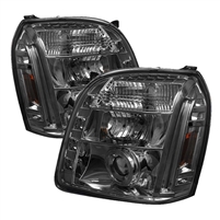 2007 - 2014 GMC Yukon Projector LED Halo Headlights - Smoke