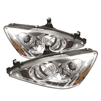 2003 - 2007 Honda Accord Projector LED Halo Headlights - Chrome