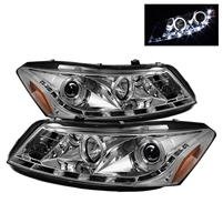 2008 - 2012 Honda Accord 4Dr Projector DRL LED Halo Headlights - Chrome