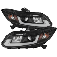 2012 - 2015 Honda Civic 4Dr / HB Projector Light Bar DRL Headlights - Black