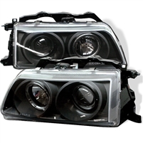 1990 - 1991 Honda CRX Projector LED Halo Headlights - Black