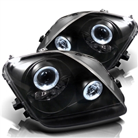 1997 - 2001 Honda Prelude Projector LED Halo Headlights - Black