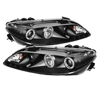 2003 - 2005 Mazda6 Projector DRL LED Halo Headlights - Black