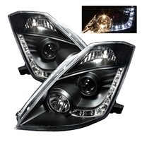 2003 - 2005 Nissan 350Z Projector DRL Headlights - Black