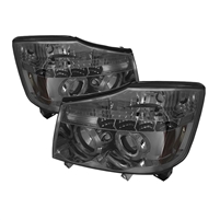 2004 - 2014 Nissan Titan Projector LED Halo Headlights - Smoke