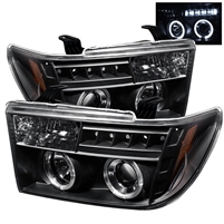 2007 - 2013 Toyota Tundra Projector LED Halo Headlights - Black