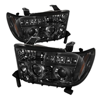 2007 - 2013 Toyota Tundra Projector LED Halo Headlights - Smoke