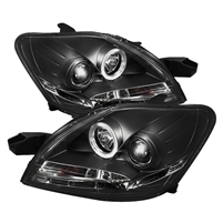 2006 - 2010 Toyota Yaris Sedan Projector DRL LED Halo Headlights - Black