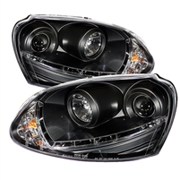 2006 - 2009 Volkswagen Jetta Projector DRL Headlights - Black