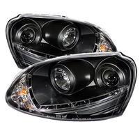 2006 - 2009 Volkswagen Jetta Projector DRL Headlights - Black