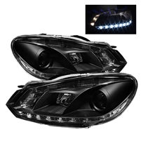 2010 - 2014 Volkswagen Golf / GTI Projector DRL Headlights - Black