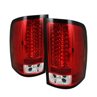 2007 - 2014 GMC Sierra HD LED Tail Lights - Red/Clear