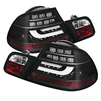 2004 - 2006 BMW 3-Series E46 2Dr Light Bar Style LED Tail Lights - Black