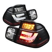 1999 - 2001 BMW 3-Series E46 4Dr Light Bar Style LED Tail Lights - Black