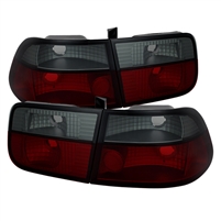 1996 - 1998 Honda Civic 2Dr Crystal Tail Lights - Red/Smoke