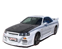 1999 - 2001 Nissan Skyline GTS R34 OEM Style Carbon Fiber Hood - VIS Racing