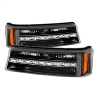 2003 - 2007 Chevy Silverado HD LED Bumper Lights - Black