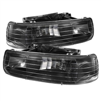 2000 - 2002 Chevy Silverado HD Crystal Headlights - Black