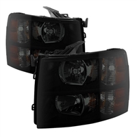 2007 - 2014 Chevy Silverado HD Crystal Headlights - Black/Smoke