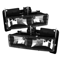 1988 - 1998 Chevy C/K Series Crystal Headlights - Black