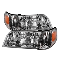 1998 - 2011 Ford Crown Victoria Crystal HeadLights + Corner Lights - Chrome