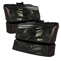 2003 - 2007 Chevy Silverado Crystal Headlights + Bumper Lights - Smoke