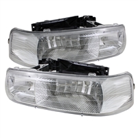 2001 - 2002 Chevy Silverado 3500 Amber Crystal Headlights - Chrome