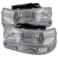 2000 - 2006 Chevy Suburban Crystal Headlights + Bumper Lights - Chrome