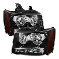 2007 - 2014 Chevy Suburban Crystal Headlights - Black