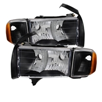 1999 - 2001 Dodge Ram 1500 (Sport Model) OEM Style Headlights - Black