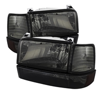 1992 - 1996 Ford F-150 Crystal Headlights + Corner + Bumper Lights (6PC Set) - Smoke