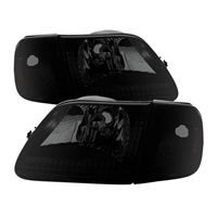 1997 - 2003 Ford F-150 Crystal Headlights + Corner Lights - Black/Smoke