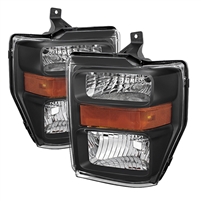2008 - 2010 Ford Super Duty OEM Style Headlights - Black
