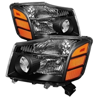 2004 - 2014 Nissan Titan OEM Style Amber Headlights - Black