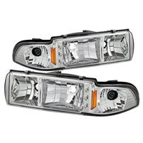 1991 - 1996 Chevy Caprice Crystal DRL 1PC Headlights - Chrome